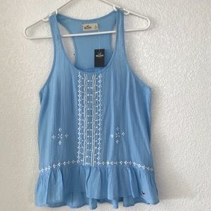 Hollister blue sleeveless blouse small